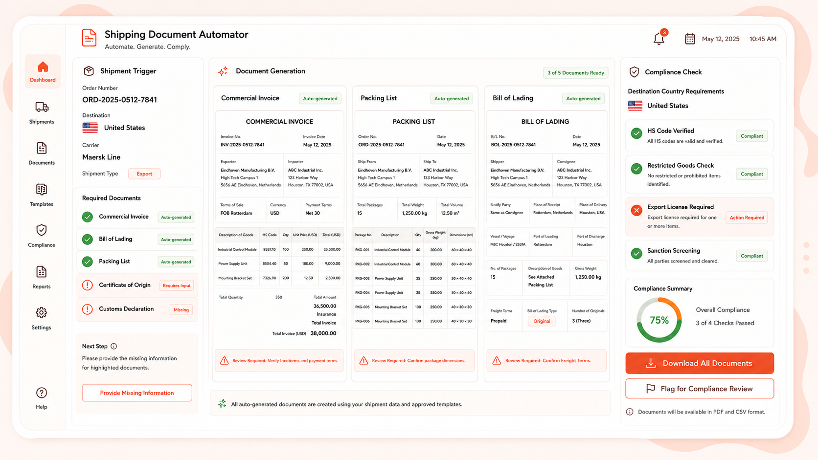 Shipping Document Automator