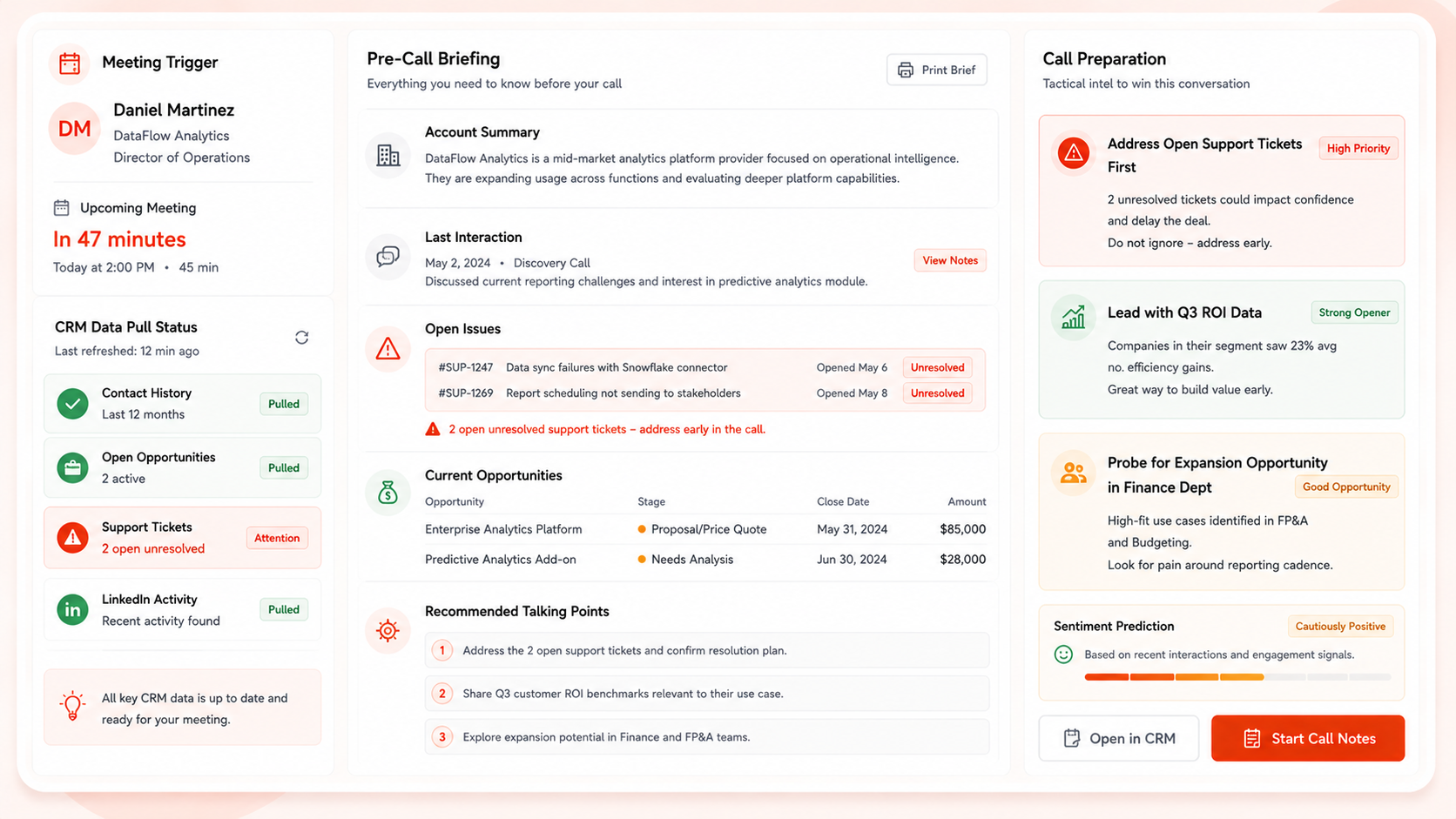 CRM Intelligence & Pre-Call Briefer